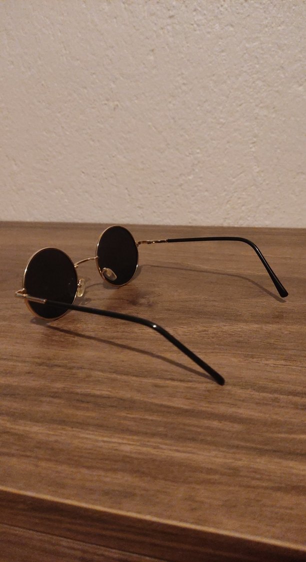 Altın Renk Yuvarlak Retro Güneş Gözlüğü - Görsel 2