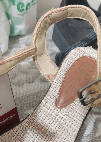 Bej Hasır Dolgu Topuklu Kadın Sandalet - Görsel 5