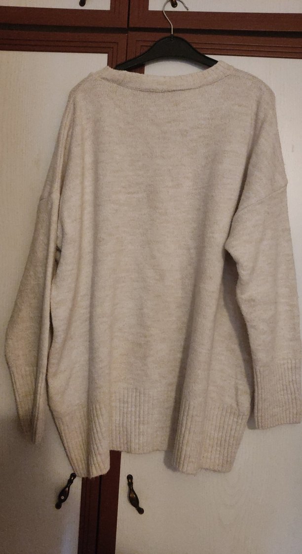 Bej Kadın Midi Boy Örme Kazak - Görsel 3