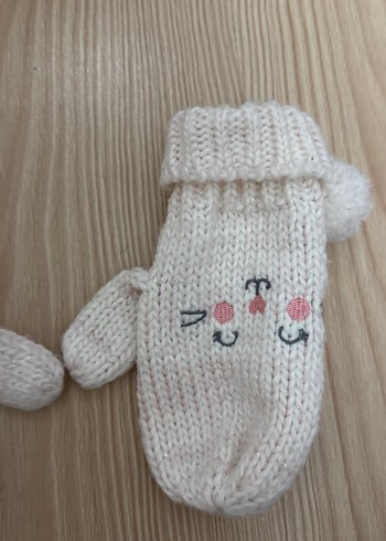 Nakışlı Beyaz Kız Çocuk Eldiveni - Görsel 3