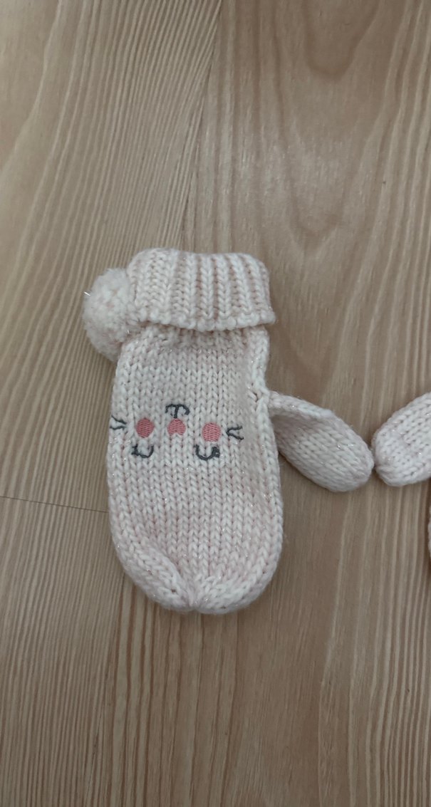 Nakışlı Beyaz Kız Çocuk Eldiveni - Görsel 2