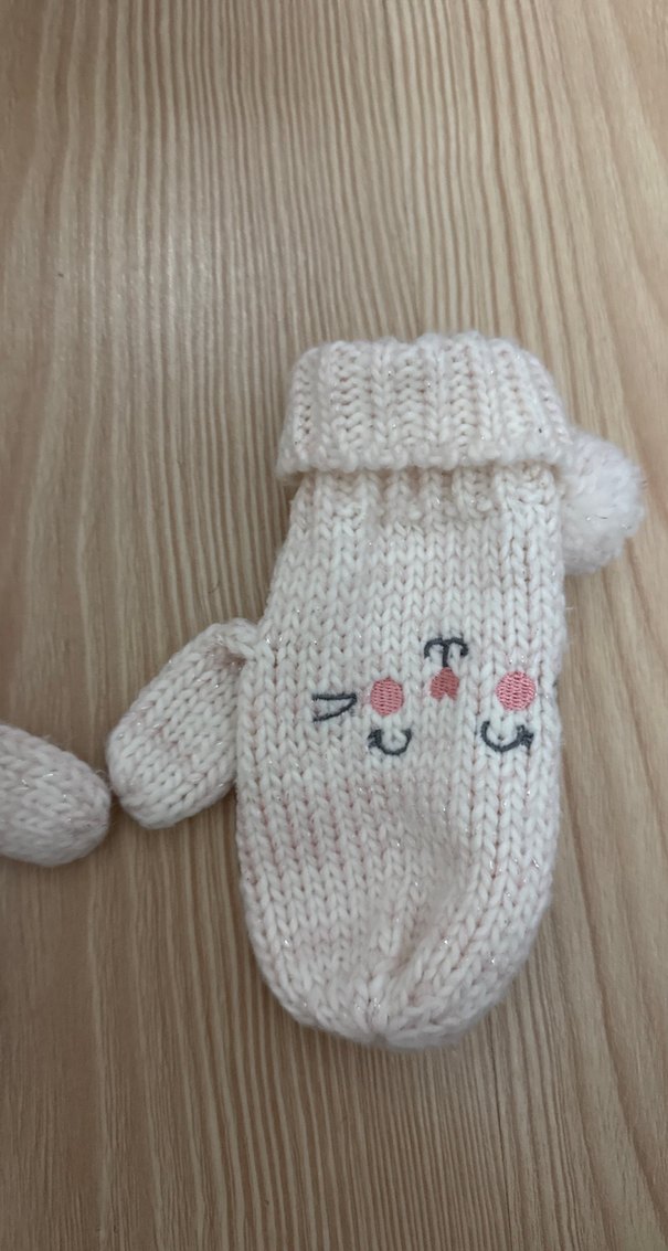 Nakışlı Beyaz Kız Çocuk Eldiveni - Görsel 3