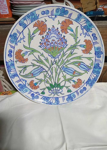 Çiçek Desenli Çok Renkli Tabak. KÜTAHYA - Görsel 5