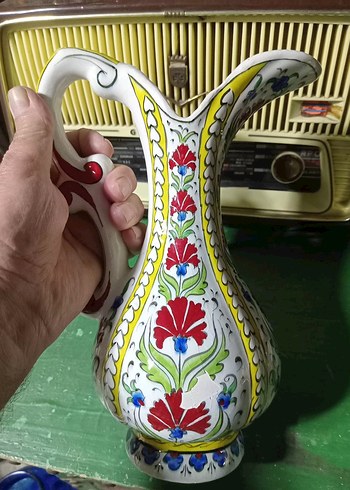 Diğer Renkli Çiçek Desenli Seramik Vazo