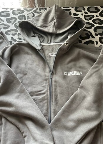 Kadın Gri Kapüşonlu Fermuarlı Eşofman Takımı - Görsel 2