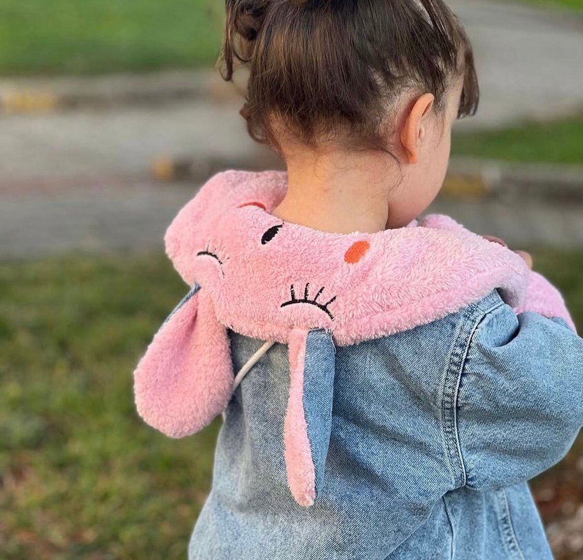 Kız Çocuk Pembe Kürklü Denim Ceket - Görsel 2