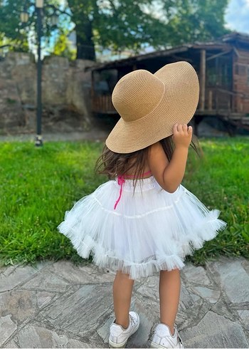 Pembe Dantel Detaylı Askısız Örgü Üst tütü etek - Görsel 6