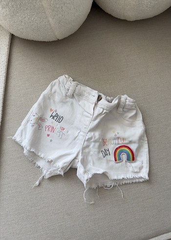 Nakışlı Çok Renkli Kız Kot Şortları - Görsel 7