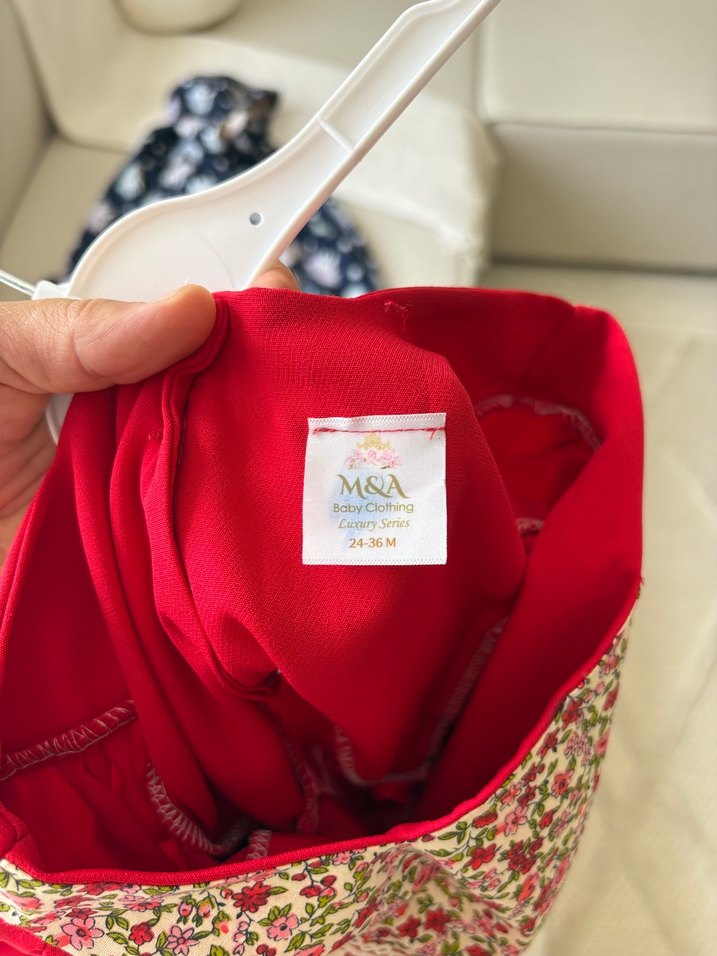 Kız Çocuk Kırmızı Nakışlı Bohem Elbise - Görsel 4