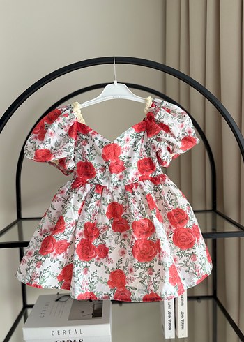 Kız Çocuk Çiçekli Dantel Detaylı Elbise - Görsel 7