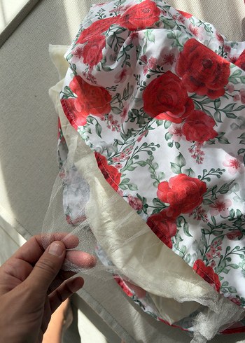 Kız Çocuk Çiçekli Dantel Detaylı Elbise - Görsel 10