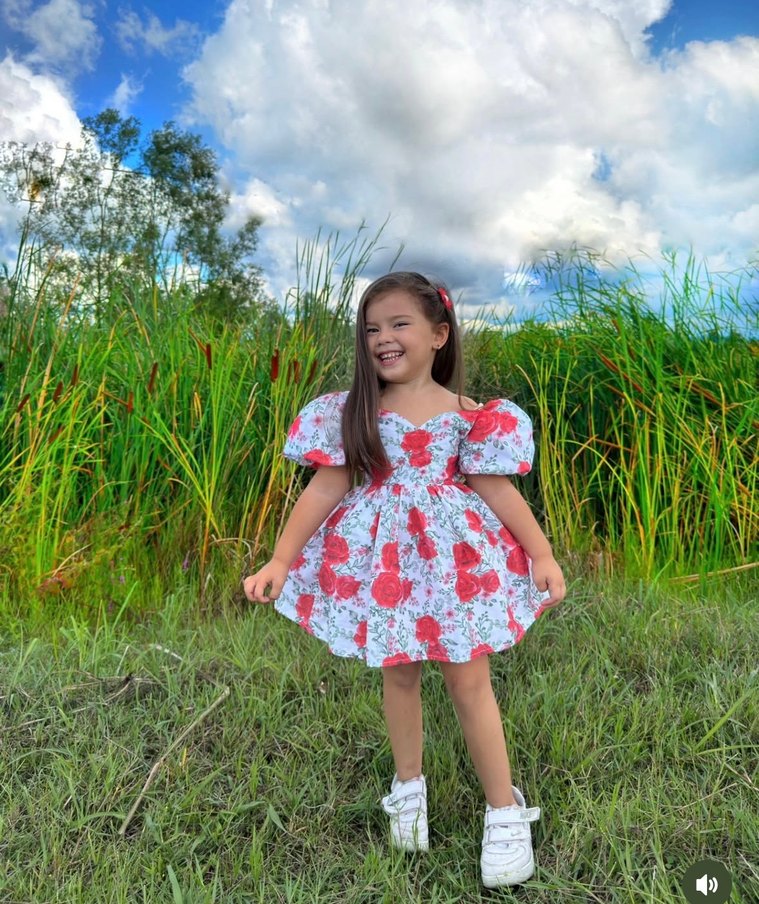 Kız Çocuk Çiçekli Dantel Detaylı Elbise - Görsel 3