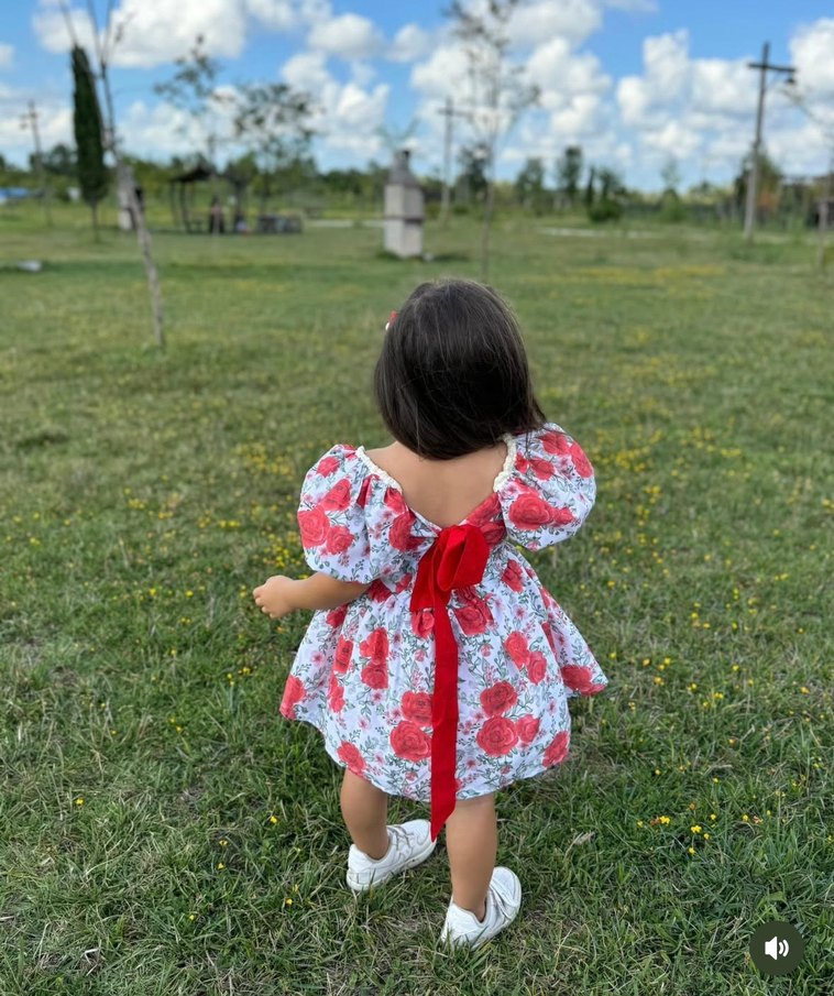 Kız Çocuk Çiçekli Dantel Detaylı Elbise - Görsel 2