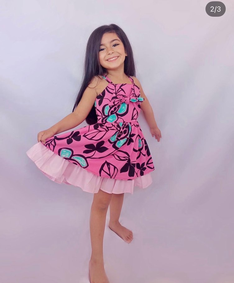 Pembe Renkli Kız Çocuk Askılı Elbise - Görsel 4