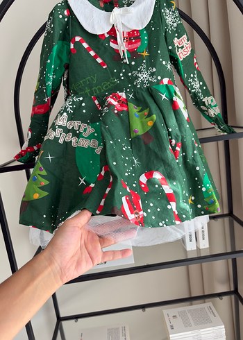 Renkli Baskılı Parlak Kız Elbisesi yılbaşı kostüm - Görsel 6