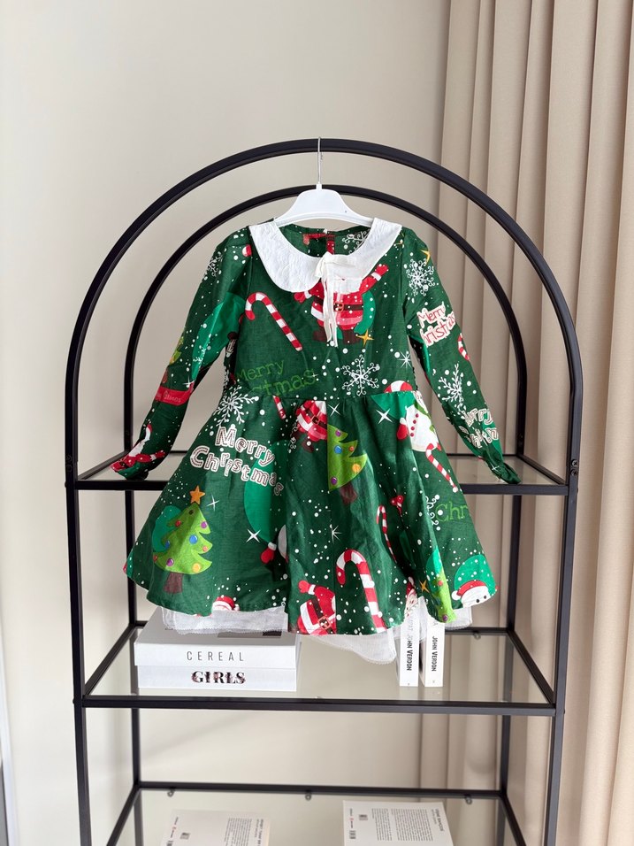 Renkli Baskılı Parlak Kız Elbisesi yılbaşı kostüm - Görsel 3