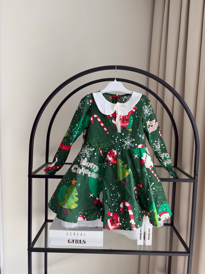 Renkli Baskılı Parlak Kız Elbisesi yılbaşı kostüm - Görsel 5