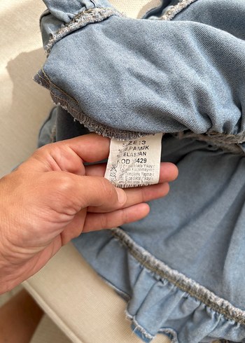 Kız Çocuk Fırfırlı Denim Elbise - Görsel 9