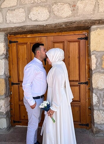 42 Beden Beyaz özel dikim nikah elbisesi