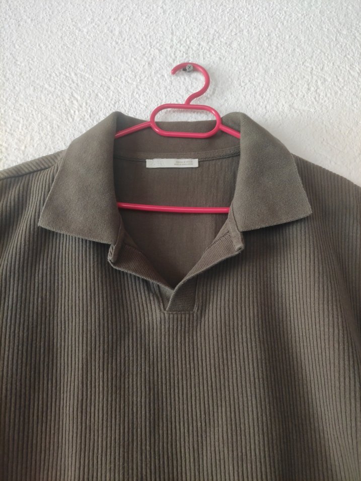 ZARA Haki Erkek Polo Yaka Tişört - Görsel 5