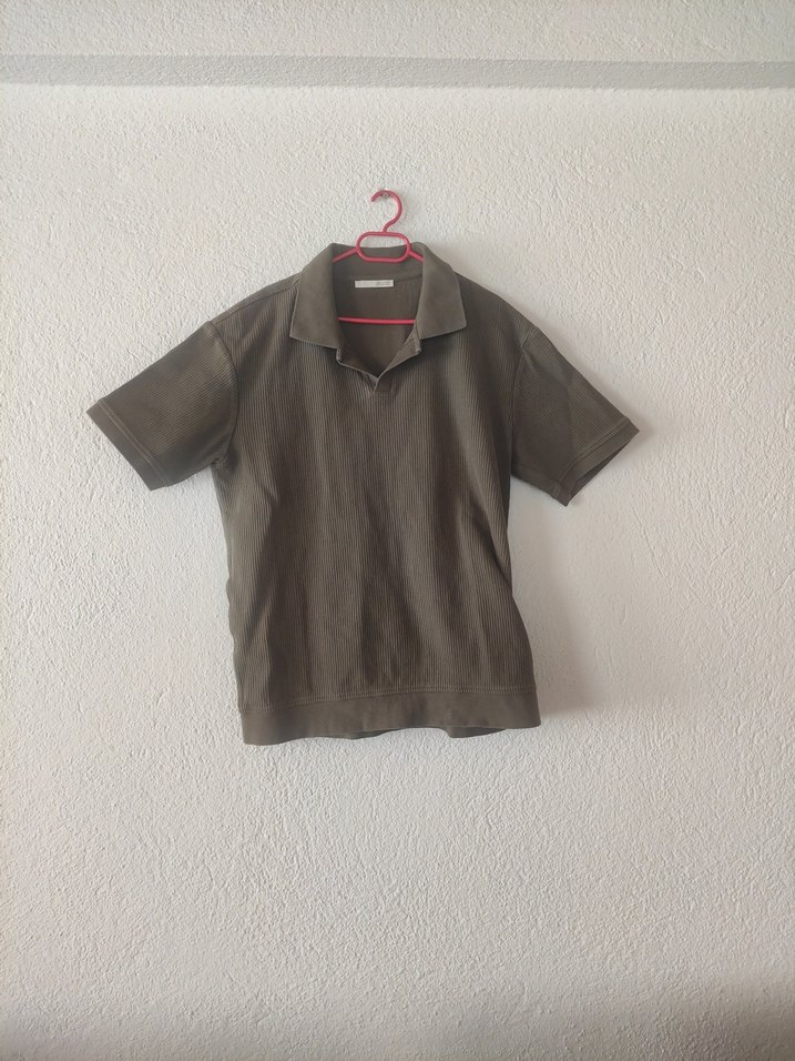 ZARA Haki Erkek Polo Yaka Tişört - Görsel 3