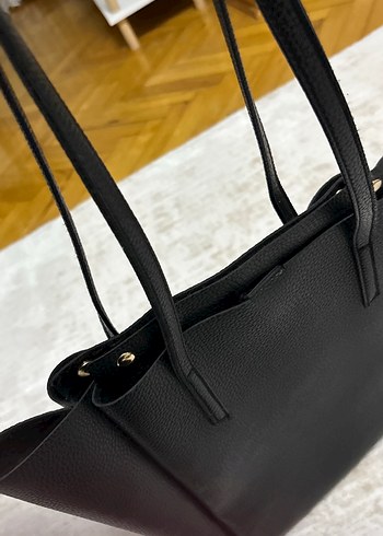 Siyah Deri Kadın Omuz Çantası - Görsel 2