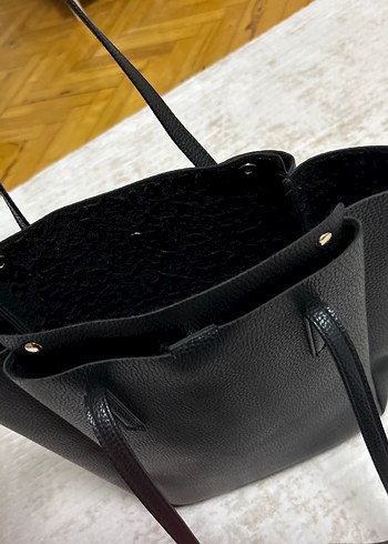 Siyah Deri Kadın Omuz Çantası - Görsel 4