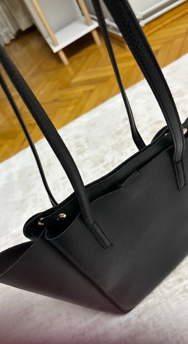 Siyah Deri Kadın Omuz Çantası - Görsel 2