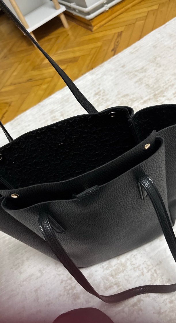 Siyah Deri Kadın Omuz Çantası - Görsel 4