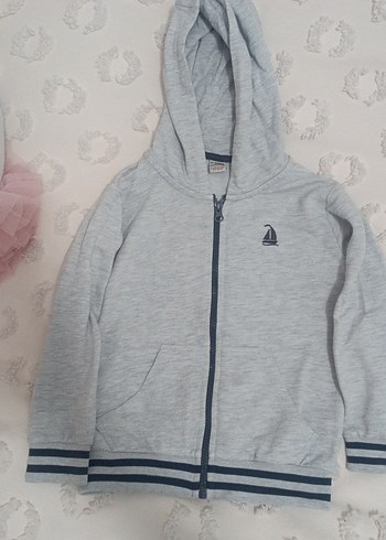 Gri Kapüşonlu Fermuarlı Erkek Sweatshirt - Görsel 2