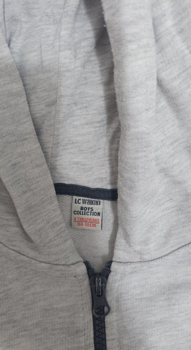 Gri Kapüşonlu Fermuarlı Erkek Sweatshirt - Görsel 3