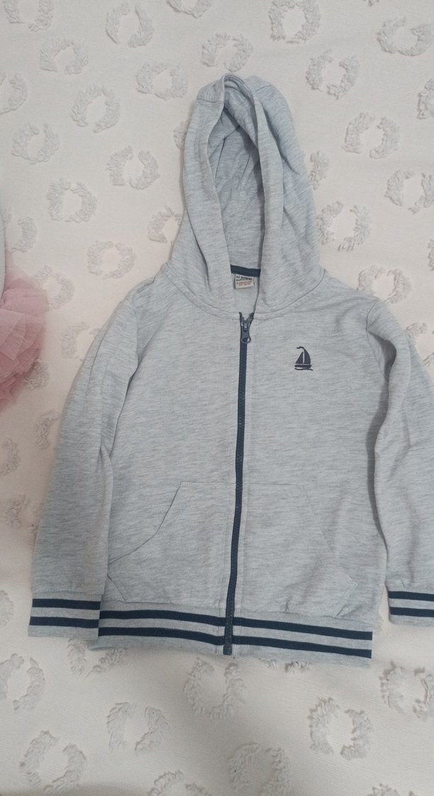 Gri Kapüşonlu Fermuarlı Erkek Sweatshirt - Görsel 2