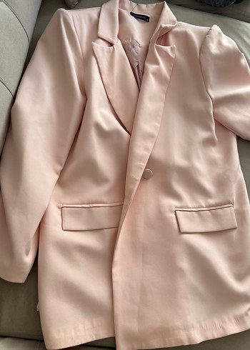 44 Beden Pudra Pembe Düğmeli Kadın Blazer Ceket