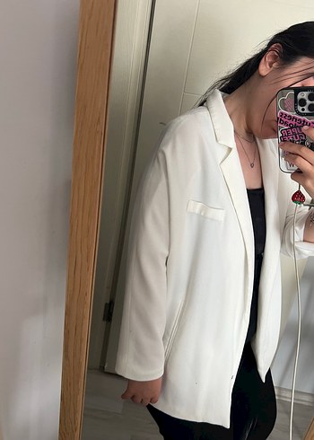 Koton Beyaz Kadın Midi Blazer Ceket