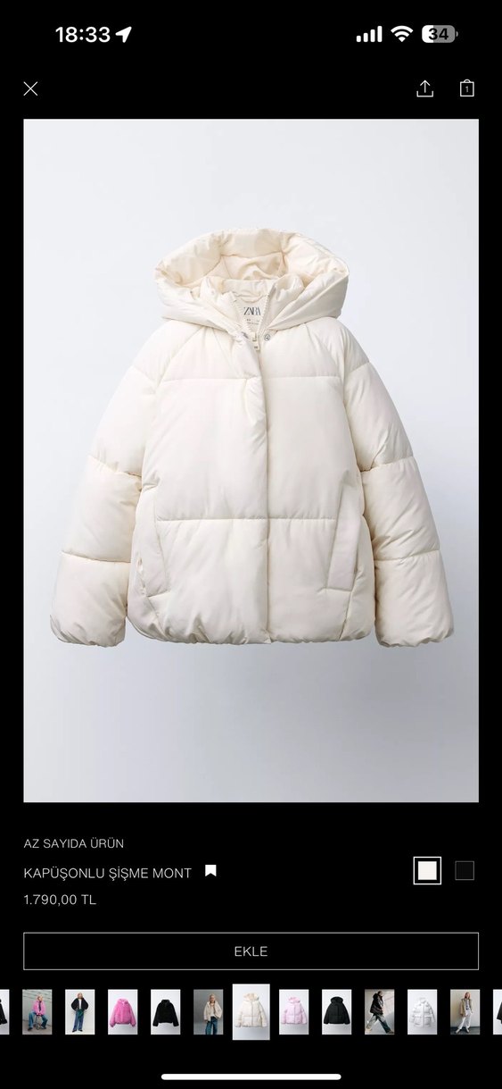 Kapusonlu zara sisme mont - Görsel 2