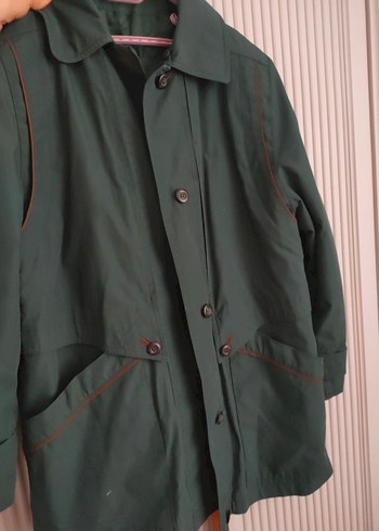 Düğmeli Koyu Yeşil Ceket/Mont - Görsel 4