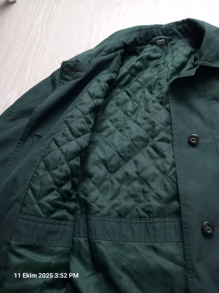 Düğmeli Koyu Yeşil Ceket/Mont - Görsel 2