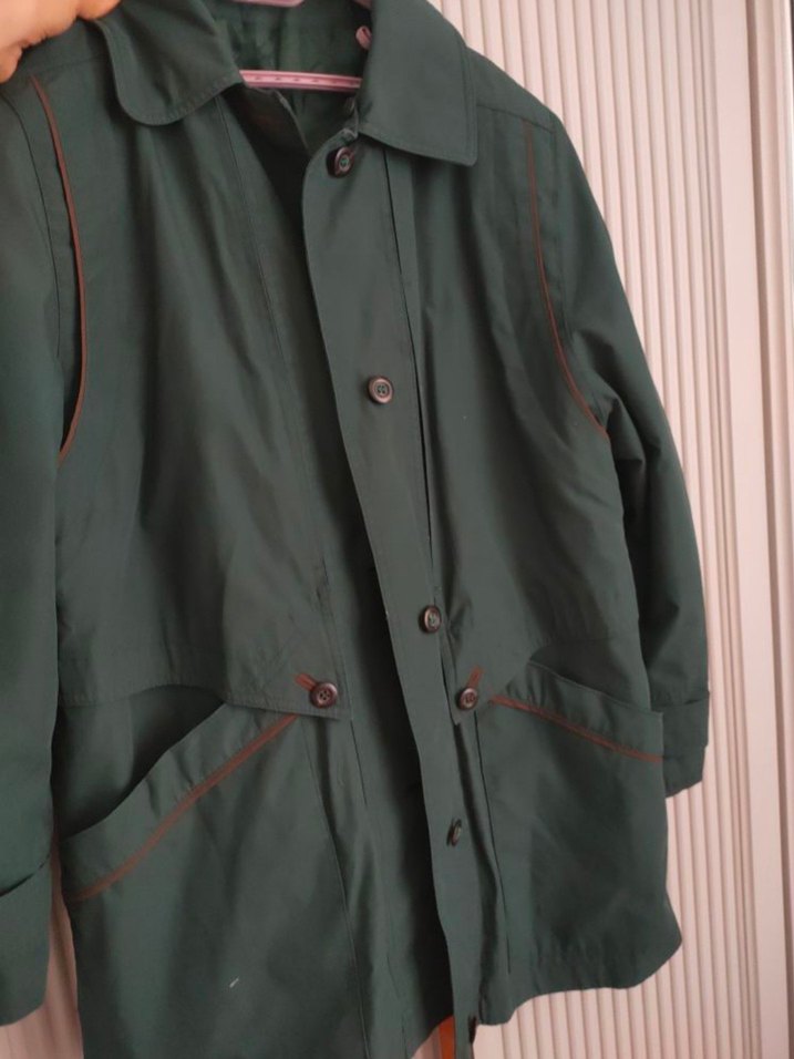 Düğmeli Koyu Yeşil Ceket/Mont - Görsel 4
