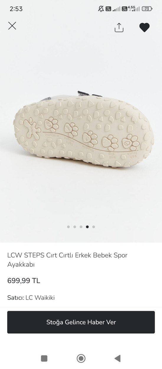 Gri Beyaz Erkek Çocuk Spor Ayakkabı Velcro - Görsel 3