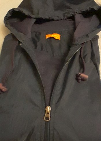 Erkek Lacivert Kapüşonlu Fermuarlı  su gecirmez Yağmurluk - Görsel 2