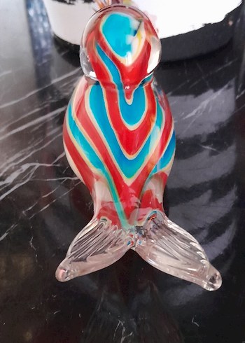 Renkli Çizgili El Yapimi Cam Kuş Biblosu ( 15-20 cm) - Görsel 3