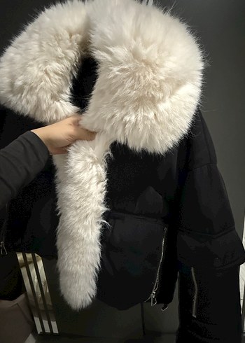 s Beden siyah Renk Twist model kürklü bomber mont