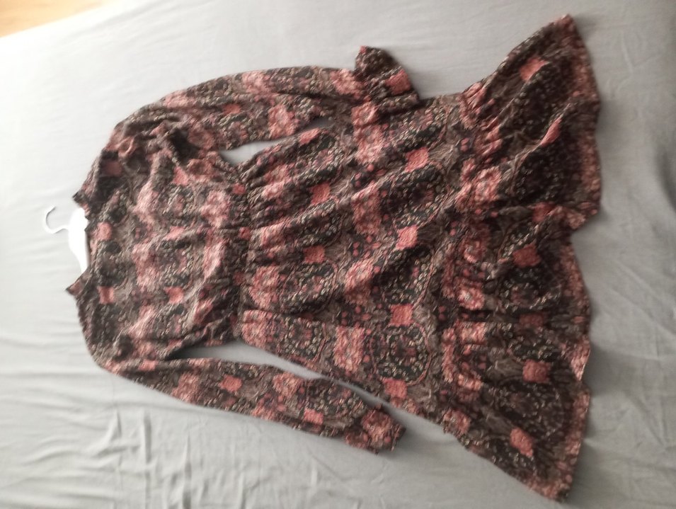 Bordo Bohem Uzun Kollu Midi Elbise - Görsel 3