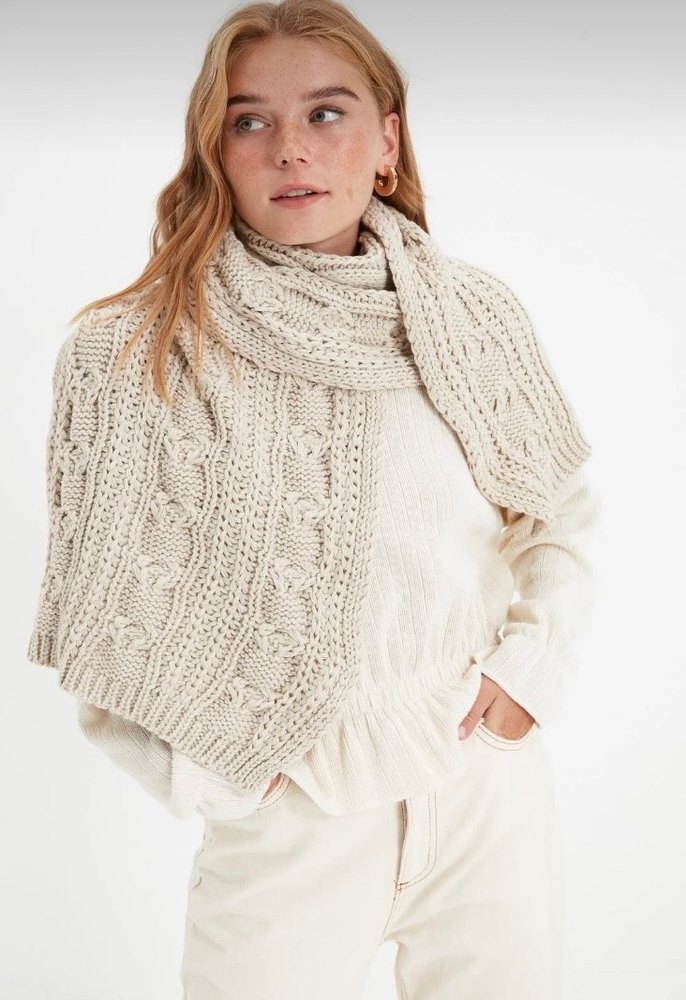 Gri Örgü Kadın Atkı - Görsel 2