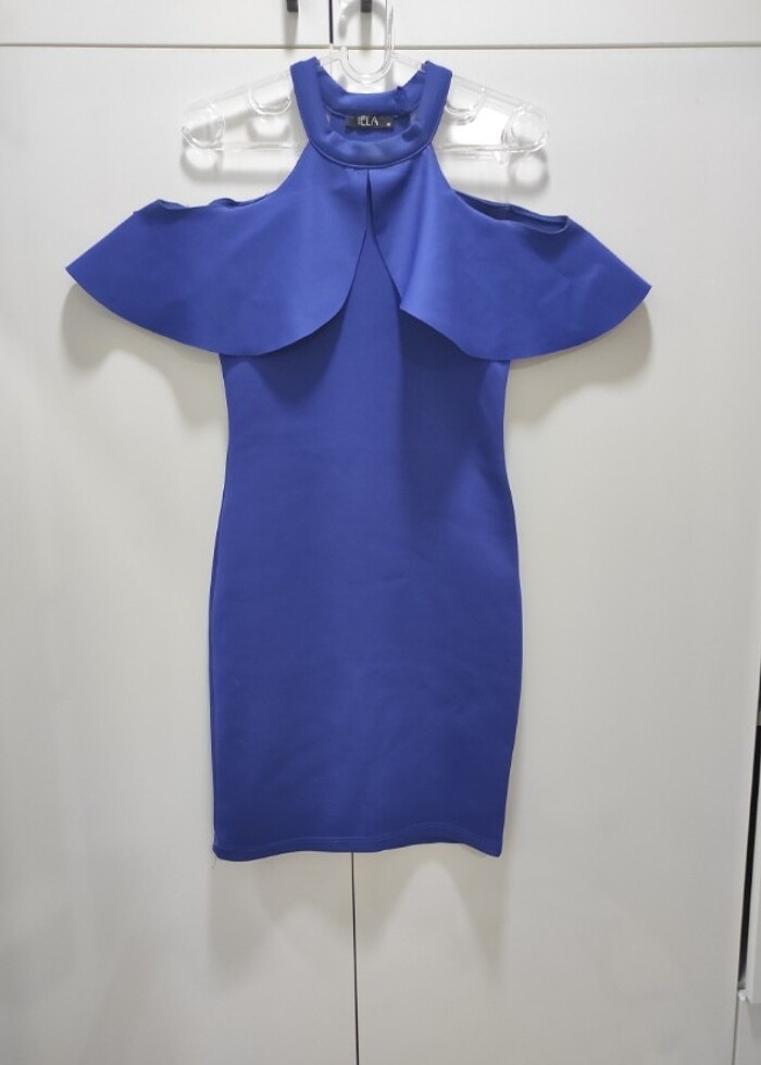 Mavi tasarım şık elbise - Görsel 2