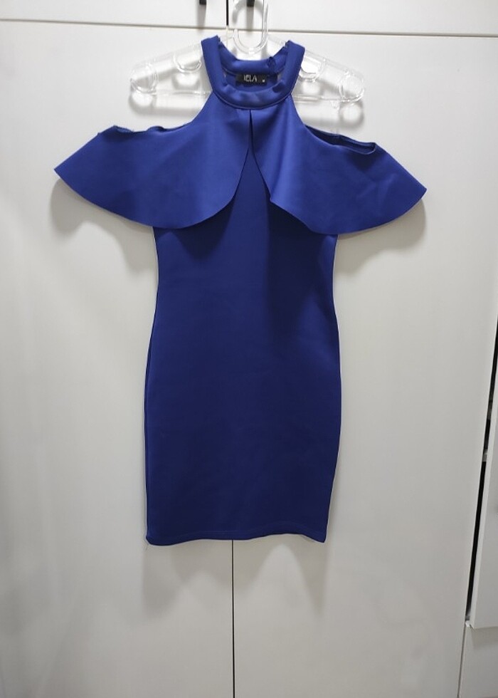 Mavi tasarım şık elbise - Görsel 3