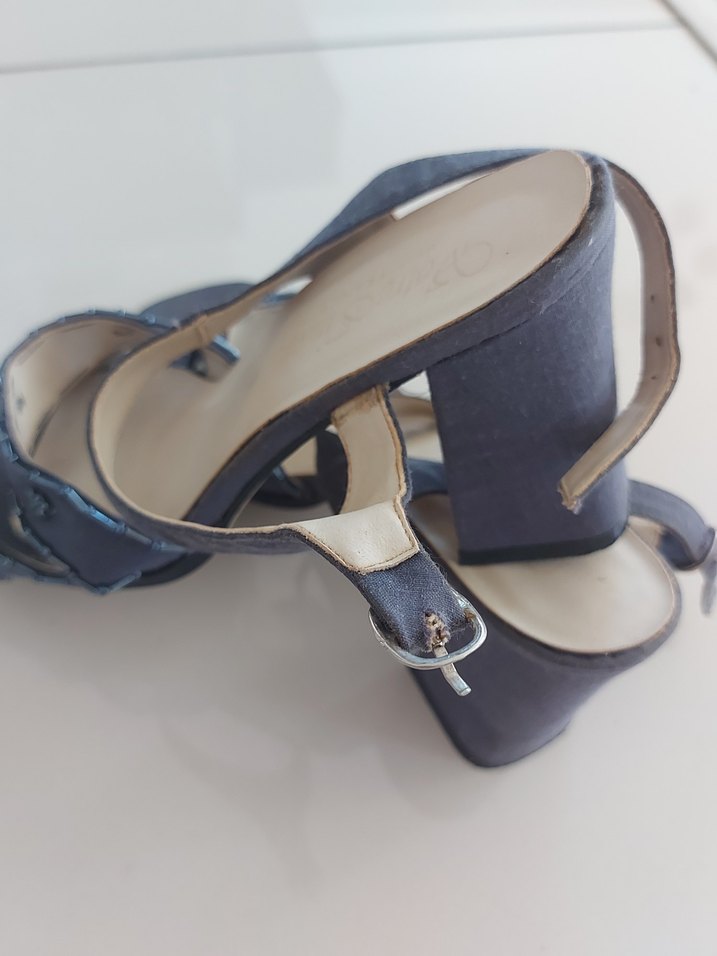 Nakışlı Kemerli Kot Kadın Topuklu Ayakkabı - Görsel 3