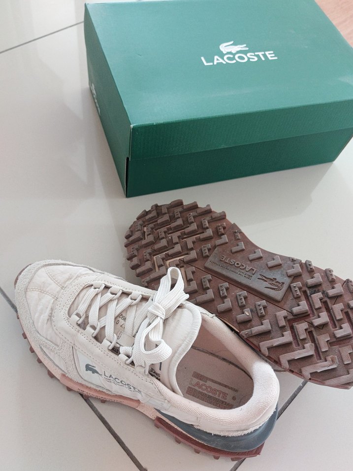 orjinal bej rengi  Lacoste kadin  Günlük Spor Ayakkabı - Görsel 2