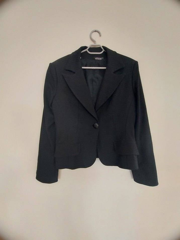 Düğmeli Siyah Kadın Blazer Ceket - Görsel 2