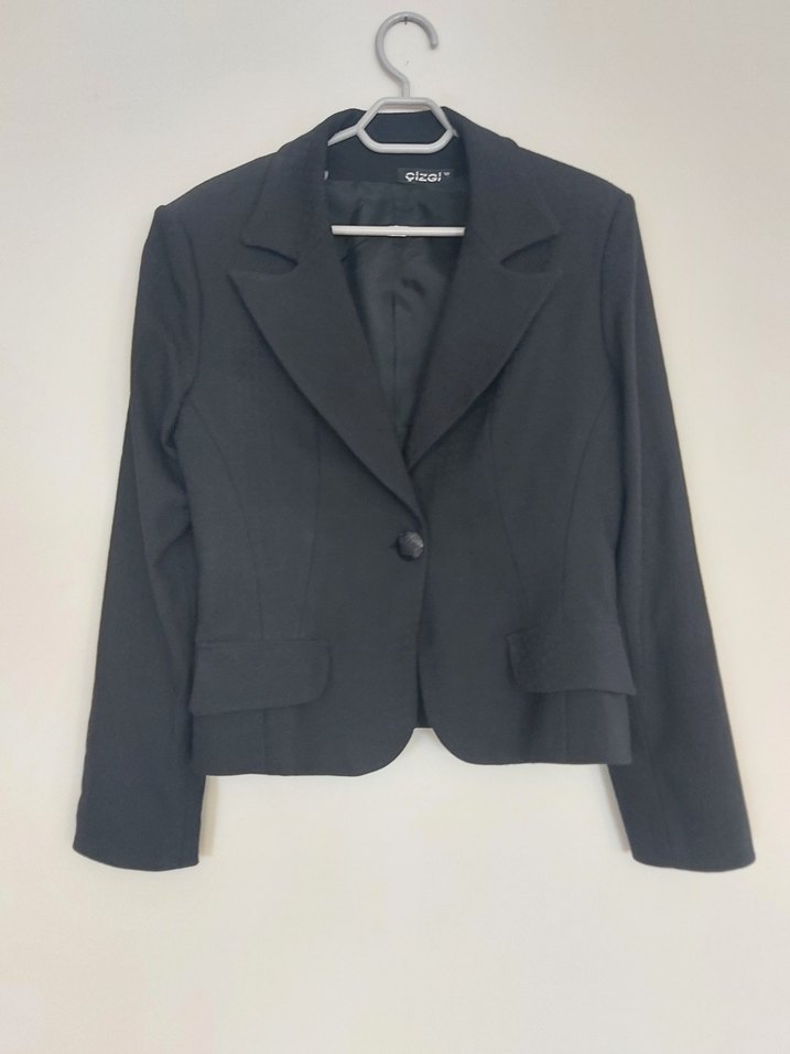 Düğmeli Siyah Kadın Blazer Ceket - Görsel 3